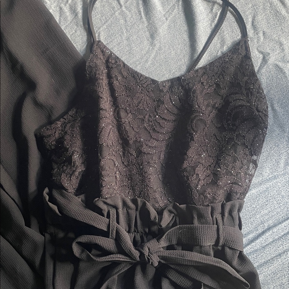 Charlotte Russe Black Lace Detail Jumpsuit size Xl - Picture 2 of 4